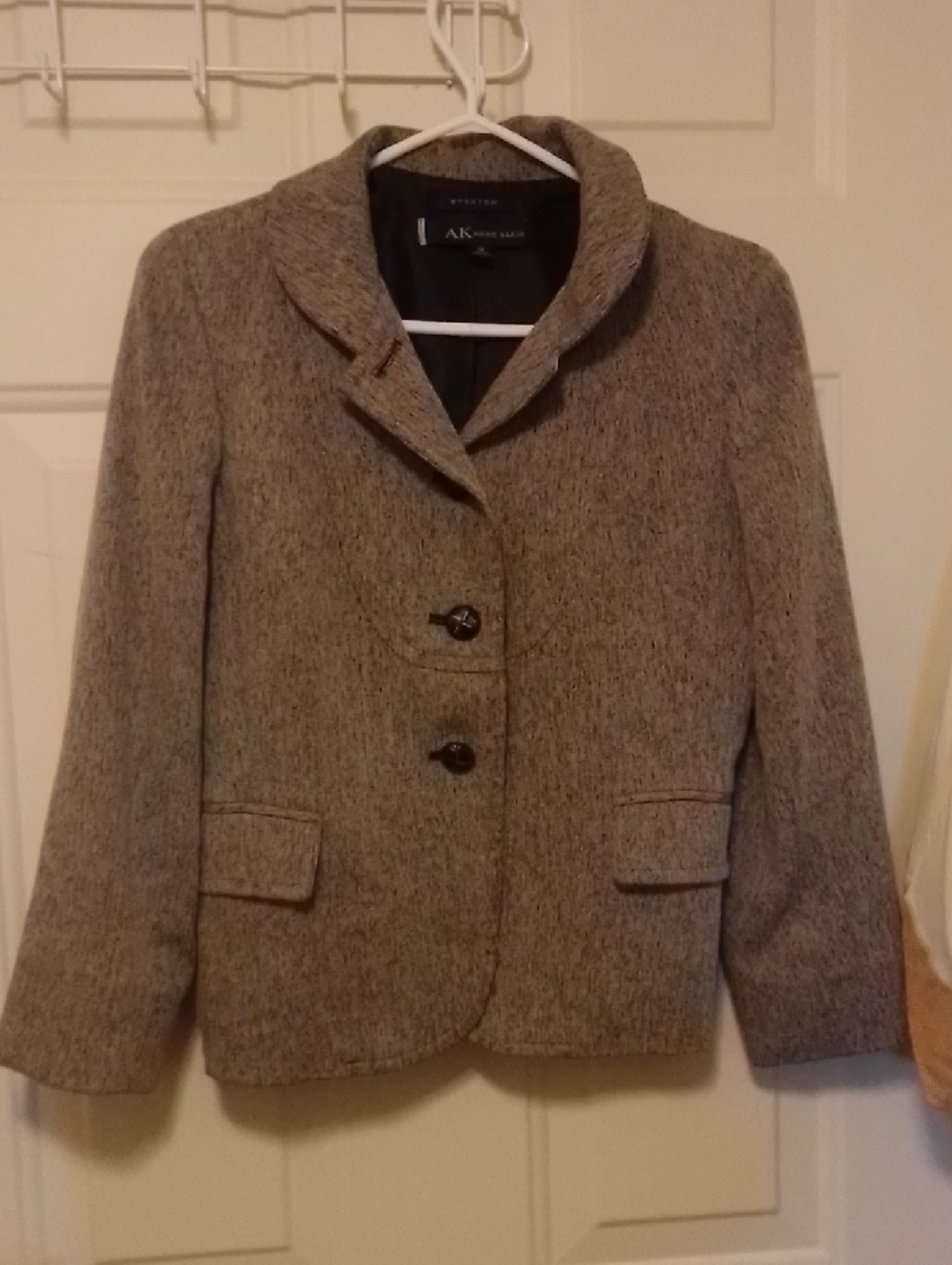 Anne Klein Taupe Herringbone Stretch Blazer P4 Soft